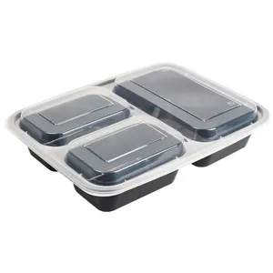 高品质一次性3格微波炉安全塑料外卖便当饭盒食品容器出售