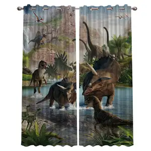 3D Dinosaurier Gedruckt Blackout Hotel Vorhang 100% Polyester Vorhang Fenster