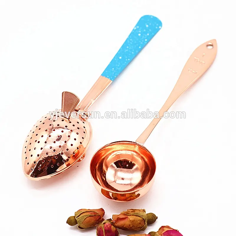 Đồng Mạ Thép Không Gỉ Tea Infuser Lọc Lọc Với Sơn Xử Lý, Đo Muỗng