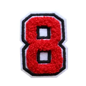 Customers Request Chenille Number 8 Patch For Fleece Cloth Patches For Jackets