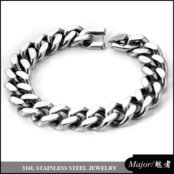 Lourd chaîne gourmette bracelet de bijoux en acier inoxydable pour hommes