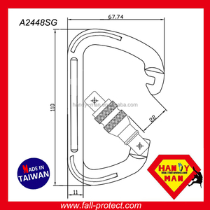 Mosquetón de Seguridad Tipo D con Cierre de Rosca de Acero 2448SG CE EN362, 35 kN - Product Image 4