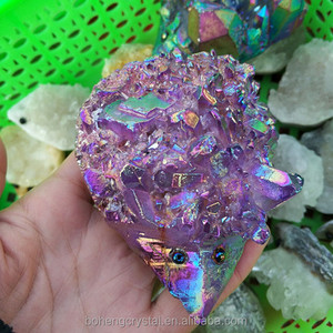 Venta al por mayor cristal natural aura cuarzo Cluster colorido Ángel aura cuarzo erizo - Product Image 3