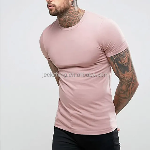 Hohe Qualität Super Komfort 95% Baumwolle 5% Elasthan Crew Neck Kurzarm Muscle Fit Leere Benutzerdefinierte männer T shirt