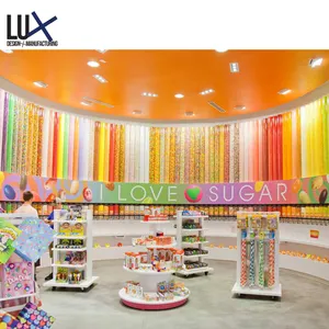 Lux는 현대 아크릴 사탕 상점 실내 전시 가구 디자인을 주문을 받아서 만들었습니다