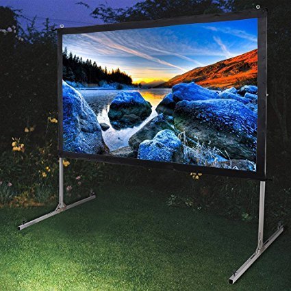 150" 16:9 Matte White CE Certified Camping Outdoor Portable Fast Fold Projection Screen Projector with Carry Bag