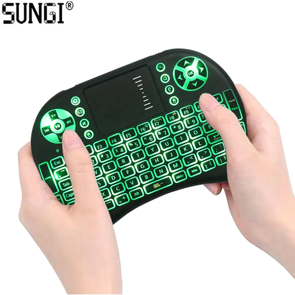 SUNGI T2 Multi Language Wireless 3 Colors Backlight Mini Keyboards with Touchpad Air Fly Mouse Remote Control for Android Tv Box