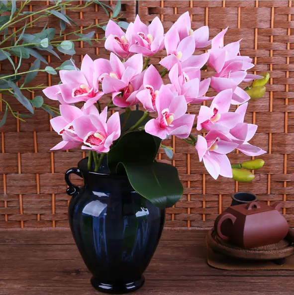 Новые товары, искусственная шелковая Орхидея на ощупь, cymbidium orchid, Шелковый цветок