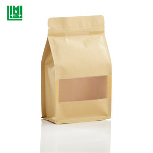 Papier Kraft fond plat ziplock fruits secs pommes de terre chips emballage sacs pochettes avec fenêtre pour <span class=keywords><strong>la</strong></span> nourriture - Product Image 1
