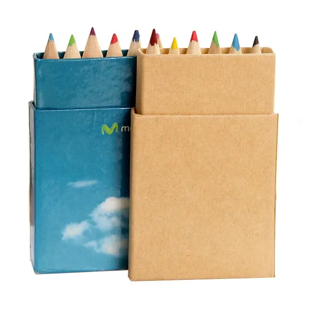 Promosyon 6 paket Çocuklar Doğal Ahşap Küçük Renkli kalem seti