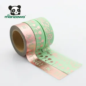 Plester Perekat Washi Kertas Timah Emas Mawar Warna Mint Pola Hari Valentine Cantik