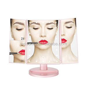 Embellecer Trifold <span class=keywords><strong>espejo</strong></span> <span class=keywords><strong>de</strong></span> maquillaje iluminado <span class=keywords><strong>espejo</strong></span> tocador vanidad <span class=keywords><strong>con</strong></span> 22 <span class=keywords><strong>luces</strong></span> LED - Product Image 1