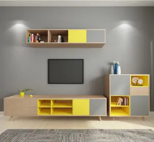 Furnitur Rumah Ruang Tamu Kabinet TV Berdiri Modern Desain Pameran TV Furnitur Kayu