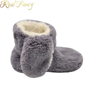 ファッションラビットファーかわいいバニーレディース女性女性プリントアンクルブーツ屋内冬 - Product Image 3