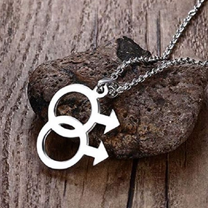 MECYLIFE Gaypride-collar de acero inoxidable con doble símbolo de <span class=keywords><strong>Venus</strong></span>, joyería LGBT Gay