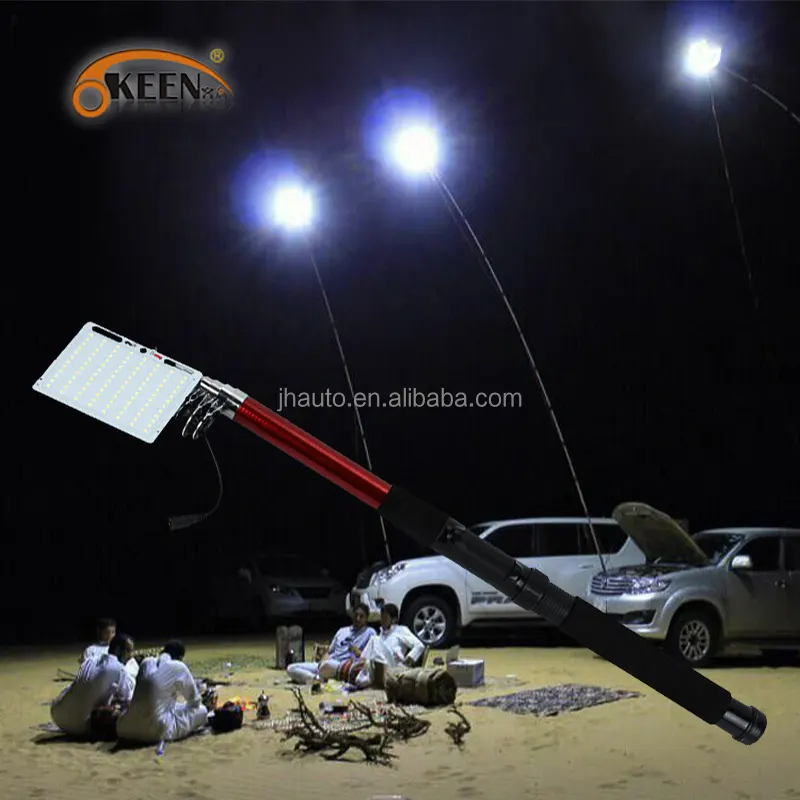 KEEN-Barra telescópica led de alta potencia, 12V, 48W, 4,5 M, para pesca al aire libre, para viaje en carretera, camping, linterna, lámpara con mando a distancia