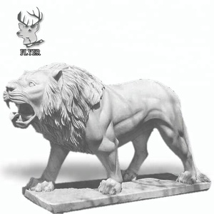 Estatua de Tigre de Piedra Amarilla Tallada a Mano, Tamaño Real - Product Image 6