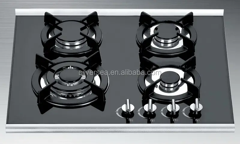 4バーナーガスコンロ/ガスストーブグリドル/ガス炊飯器、鋳鉄鍋サポート付き