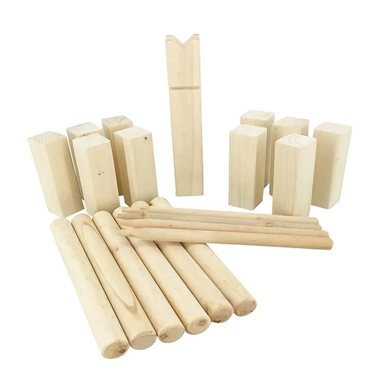 Natural solid wood kubb games Viking toss Chess Lawn Game Wooden KUBB set