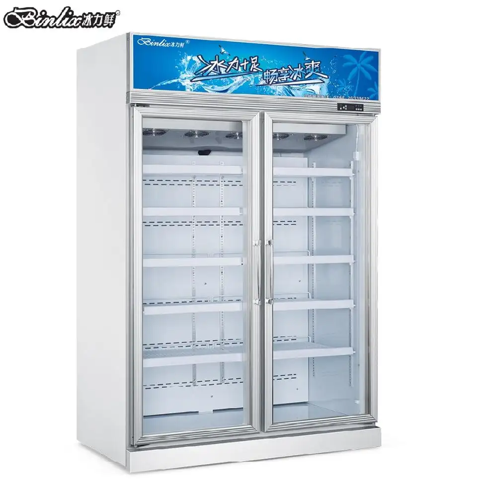 Supermercato In Posizione Verticale gelato display 2 di vetro porta del congelatore profondo temperatura