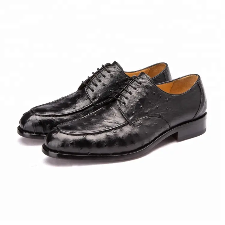 Luxury quality new design exotic genuine ostrich skin leather shoes for men
