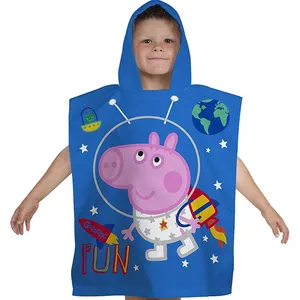 Toalha infantil de personagem desenho, poncho com capuz para praia, banho para meninos e meninas