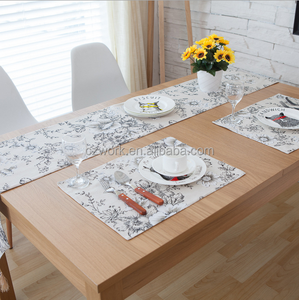 Vente chaude coton toile de <span class=keywords><strong>lin</strong></span> tissu de mariage <span class=keywords><strong>chemin</strong></span> de table avec motif imprimé - Product Image 1