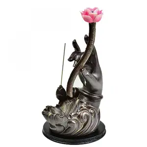 Wholesale Backflow Incense Burner Incense Cone Sticks Holder Home Decor Porcelain Handmade Lotus Backflow Incense Burner