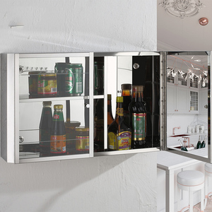 Rectangular Stainless Steel Two Door <strong>Kitchen</strong> Bathroom <strong>Storage</strong> Cabinet <strong>Cupboard</strong> - Product Image 3