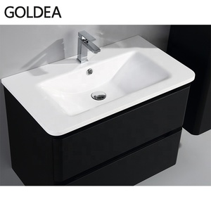Nuevo Mueble de Baño Moderno <span class=keywords><strong>2022</strong></span>, Combinado con Espejo, en MDF con Acabado en Polvo Epoxi Negro, Impermeable - Product Image 2