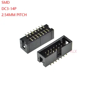 SMT 14 PIN 2.54MM pitch erkek soket düz idc kutusu üstbilgileri PCB konektörü çift sıralı SMD 2x7PIN 2X7 14 P DC3 başlık