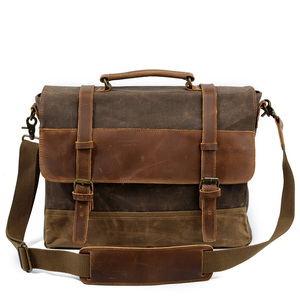Retro Mens Canvas Da Máy Tính Xách Tay Messenger Túi Vải Vai Cặp Tài Liệu Kinh Doanh - Product Image 2