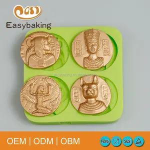 Queen Of Egypt Rabbit God 4 Cavities Coin Shape Silicone Mold