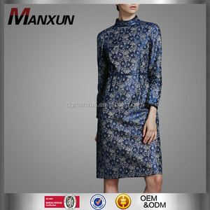 Nuevo estilo de invierno mujer manga larga <span class=keywords><strong>vestido</strong></span> de jacquard elegante <span class=keywords><strong>oficina</strong></span> <span class=keywords><strong>vestido</strong></span> de las mujeres de estilo europeo - Product Image 1