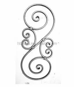 OUYA Wrought Iron Stair Railing Parts Ornamental Iron Forged Scroll Panels