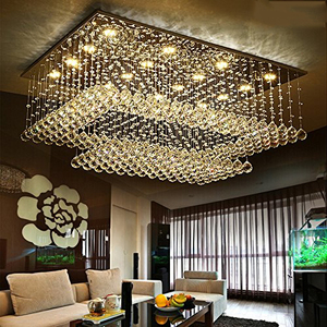 9 Têtes 3 ou <span class=keywords><strong>4</strong></span> couches moderne grand plafond cristal rectangulaire lustres - Product Image 5