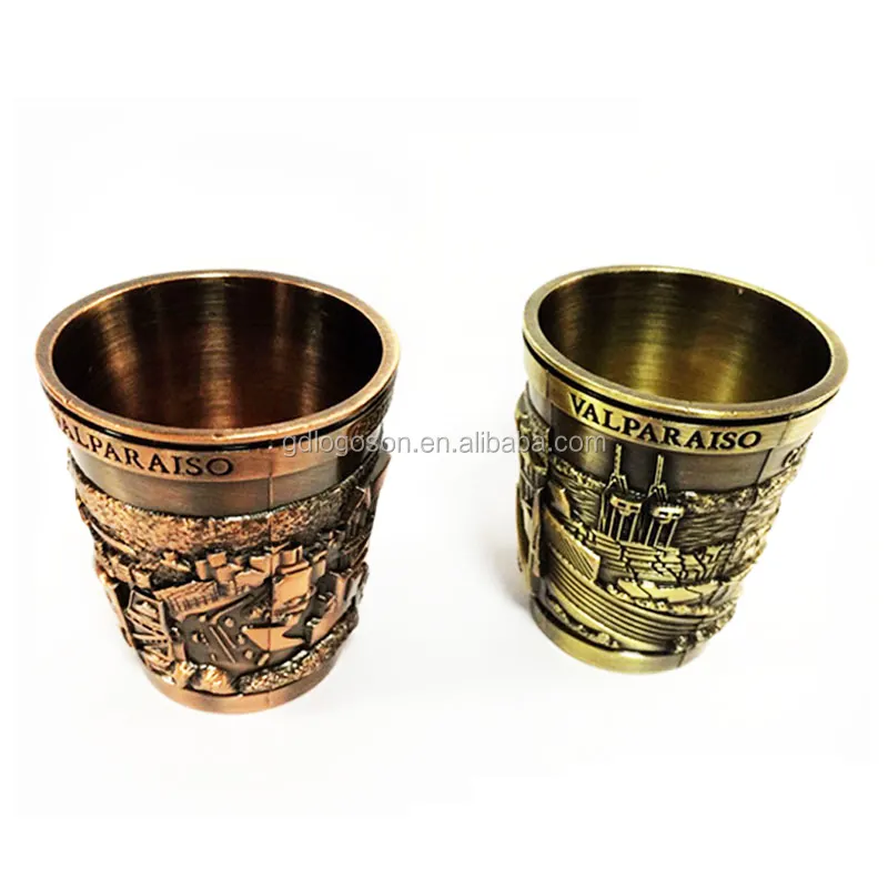 Tazze antiche in metallo 3D Valparaiso cile peltro tazza in bronzo collezione di Souvenir bicchiere in rame bicchiere in metallo