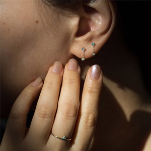 Fashion 925 Sterling Silver 14K Gold Plated <strong>Opal</strong> <strong>Stud</strong> <strong>Earrings</strong> Women - Product Image 4