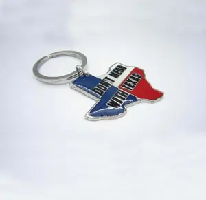 texas key chain die cut shape metal keychain