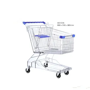 Asia style 125L supermarket metal holder shopping cart/trolley