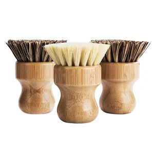 Oem Natuurlijke Wasmiddel Bamboe Sisal Fiber Pot Schotel Borstel Voor Keuken Reinigingsborstel Set