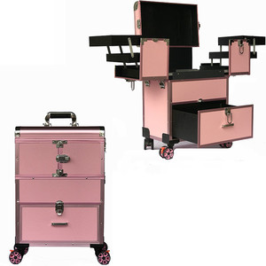 Best-selling Multi-layer Drawer Large-capacity <strong>Makeup</strong> <strong>case</strong> Nail Polish and Beauty Tool Storage Box with <strong>Wheels</strong> and Lock - Product Image 1