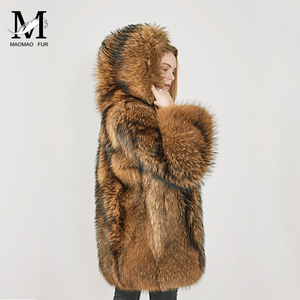 Abrigo de Invierno para <span class=keywords><strong>Mujer</strong></span>, Marca Mao Mao, Transpirable, Súper Cálido, <span class=keywords><strong>con</strong></span> <span class=keywords><strong>Capucha</strong></span>, de Piel de Mapache Genuina - Product Image 4