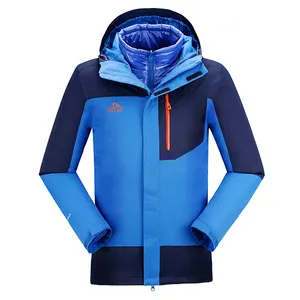 New stylish Eco-friendly Autumn and Winter patchwork white duck down liner 3 in 1windbreaker waterproof jacket for men
