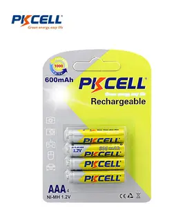 Ni-mh 충전식 배터리 Pkcell 브랜드 Aaa 크기 1.2v Ni-mh 600mah 손전등 충전식 배터리