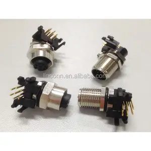 M12 4PIN 5PIN 8PIN直角PCB型连接器90度面板安装连接器