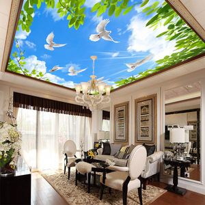 Chất Lượng Tốt Đẹp In Phòng Khách Trần Trang Trí Mới <span class=keywords><strong>Pop</strong></span> Trần Giả Hiệu Ứng 3d Căng Vải Trần Thiết Kế Phim - Product Image 2