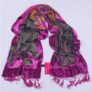 Custom Peacock Velvet Silk Scarf For Women