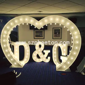 Giant feestartikelen Metalen teken hartvorm bruiloft boog voor grote bruiloft decoratie marquee letters
