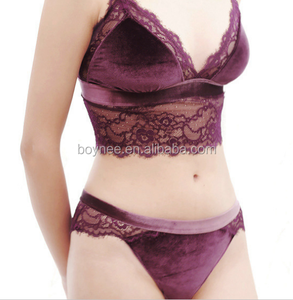 Ensemble de lingerie sexy pour femmes, dentelle et velours, nouveau soutien-gorge, photo - Product Image 1